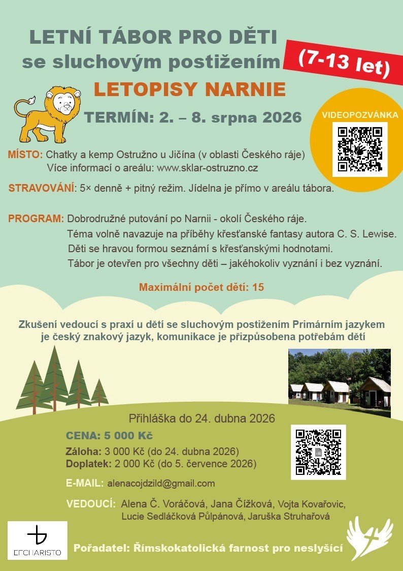Letní tábor pro děti se sluchovým postižením: 2. - 8. 8. 2026 