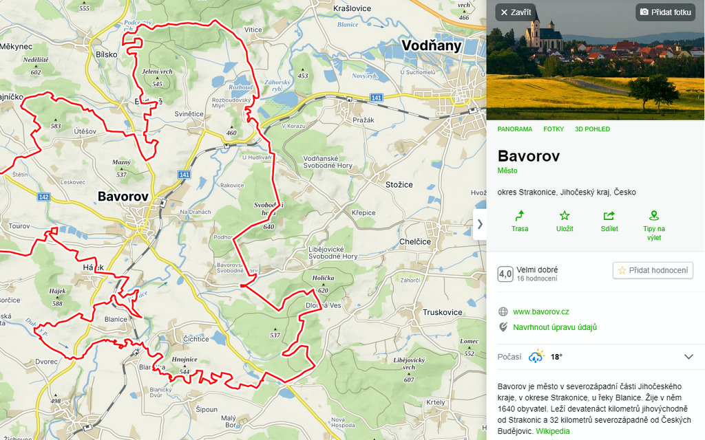 Bavorov mapa / zdroj: mapy.cz