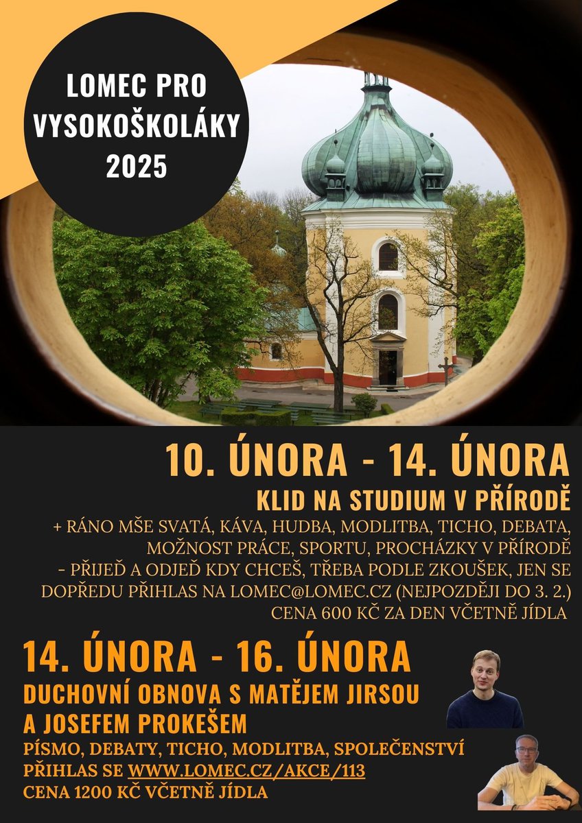 Studijní pobyt a duchovní obnova pro vysokoškoláky na Lomci v Jižních Čechách