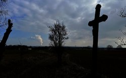 kříž, obloha, kouř, dým, pára, komín, Temelín / -ima-