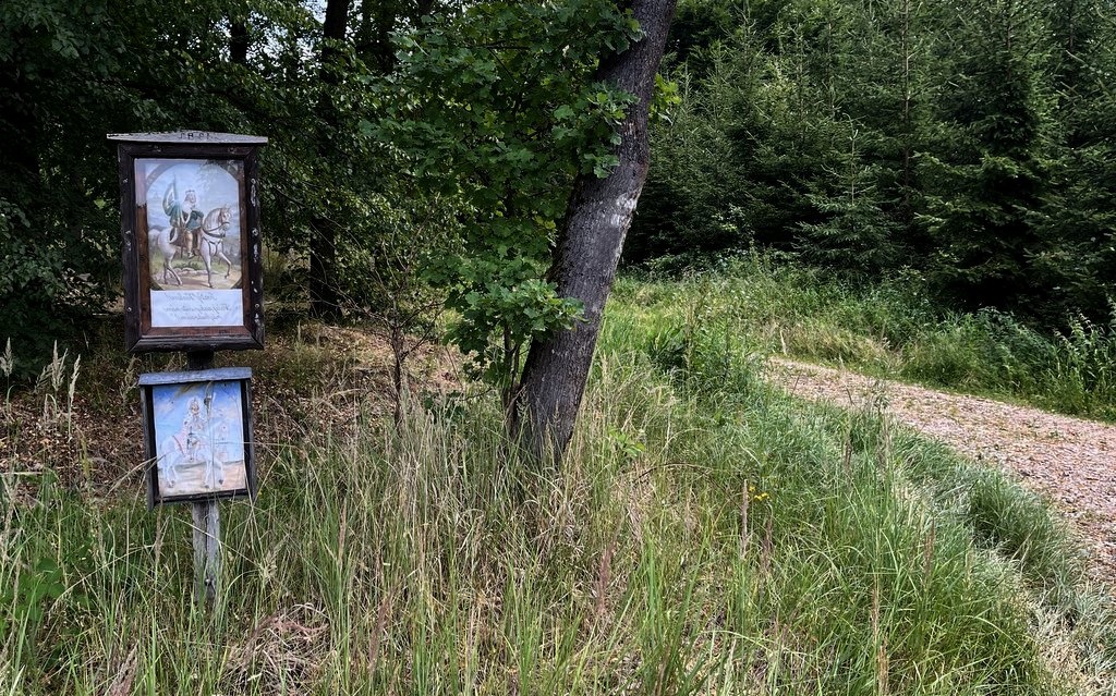 svatý Václav, obrázek u rozcestí v lese, Jižní Čechy / -ima-