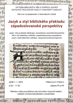 Styl biblického překladu a jazyk - mezinárodní konference 1.7. 2022 v Praze