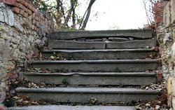 opotřebované staré poškozené prasklé schody / foto Michal Němeček
