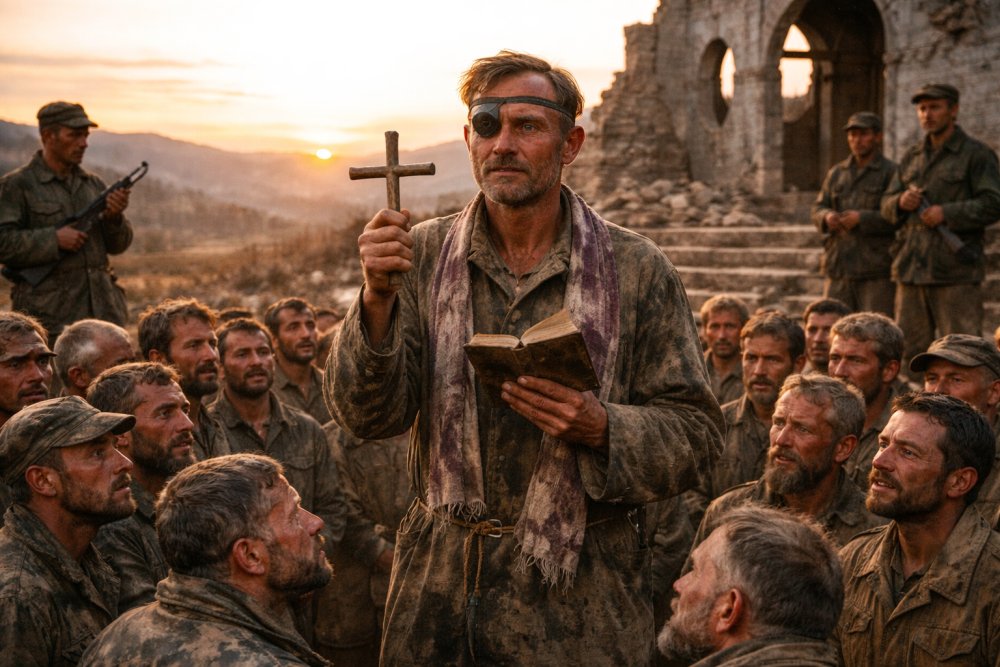 P. Emil Kapaun v zajateckém táboře, belikonoce 1951 / foto: AI, chat gpt