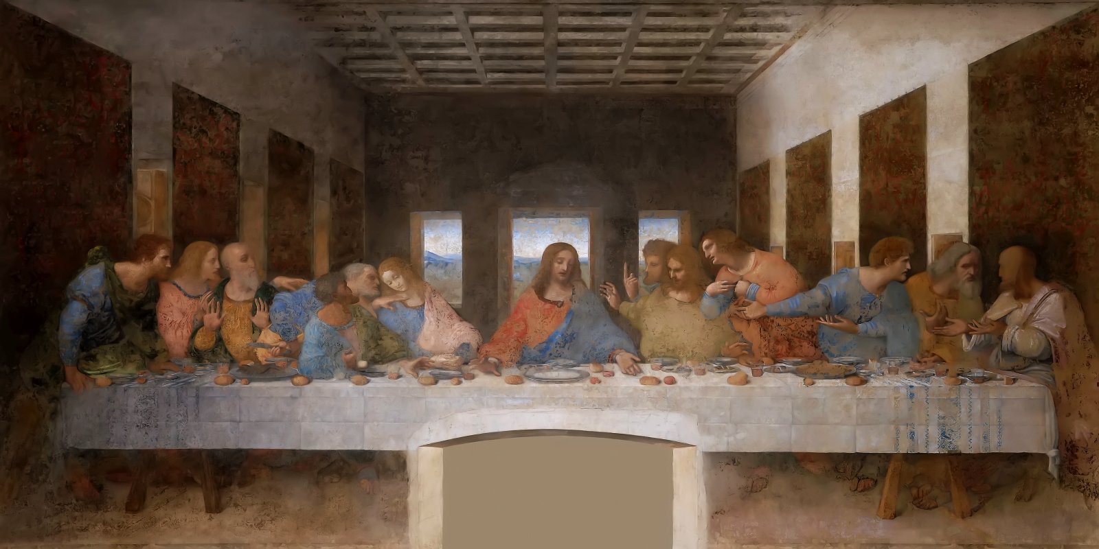 Poslední večeře Nástěnná malba, Leonardo da Vinci / zdroj: wikimedia